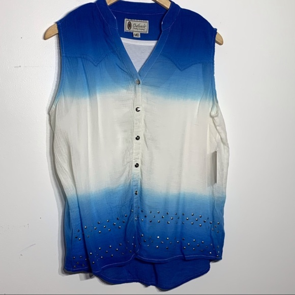 NWT Outback Trading‎ Co Tie Dye Rivet Trim Blouse